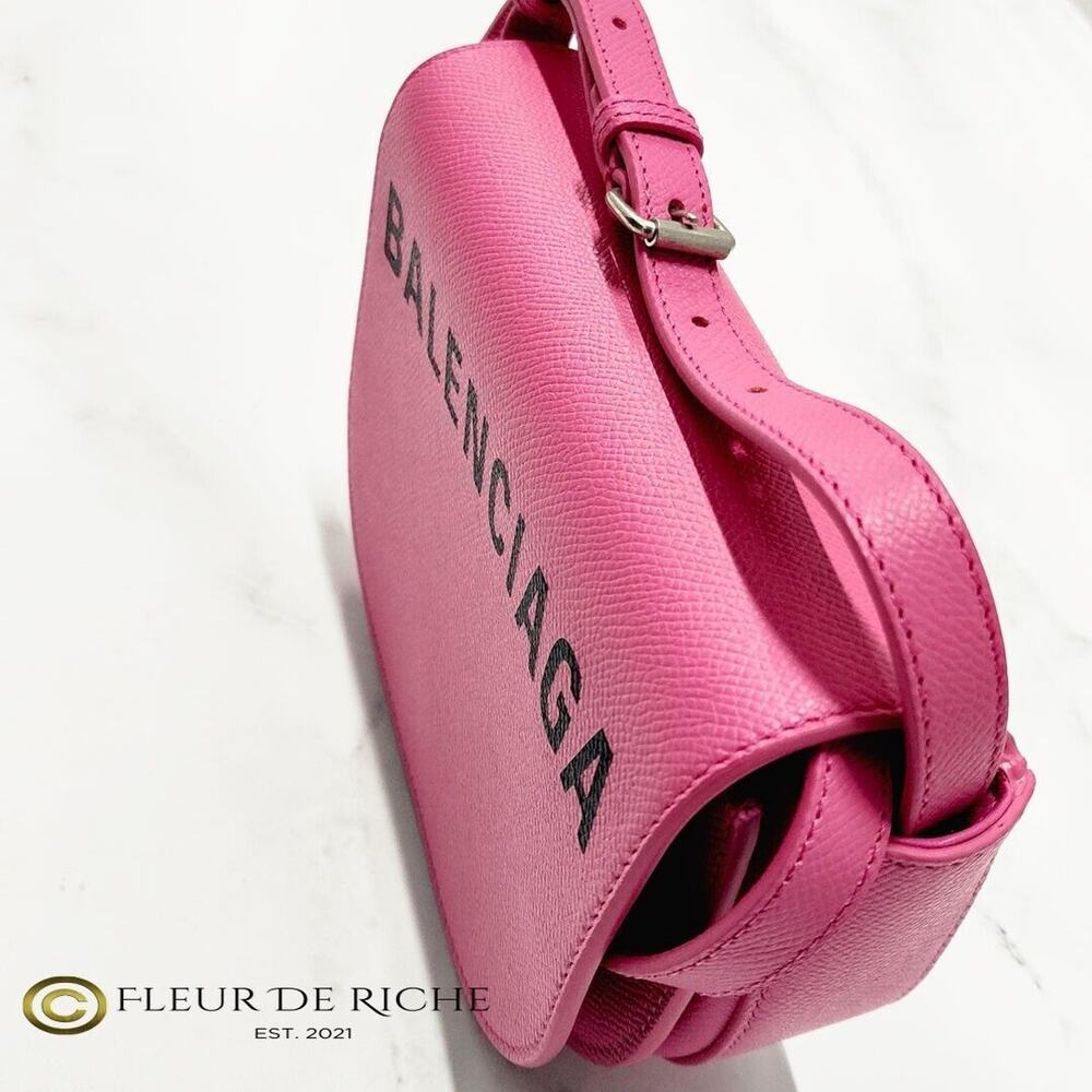 Balenciaga Logo Print Ville Day XS Shoulder Bag Bubblegum Pink 550639 - Picture 3 of 9